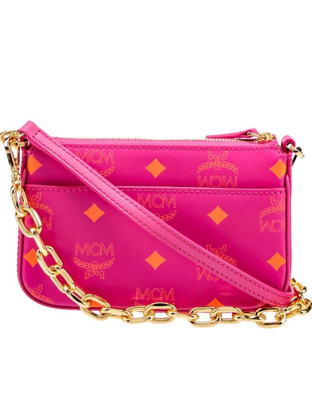 Mcm Visetos Mini Color Splash Pouch/Crossbody Bag With Gold Chain